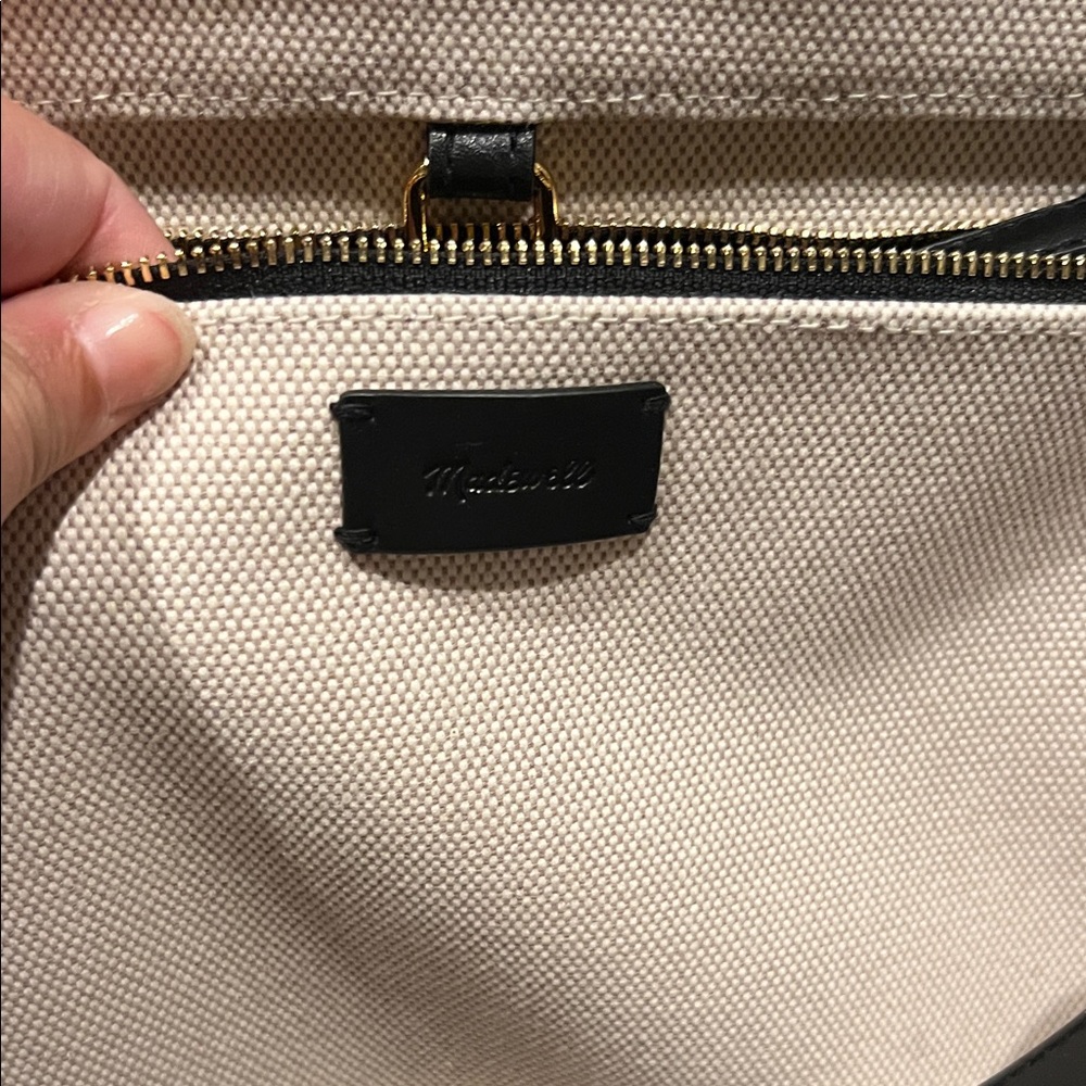 Madewell extra large canvas and leather tote/bag - Picture 3 of 5
